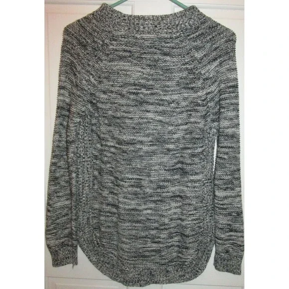 Poof Excellence Women's Black White Marled Cable Knit Long Sleeve Sweater Size S - Picture 5 of 6